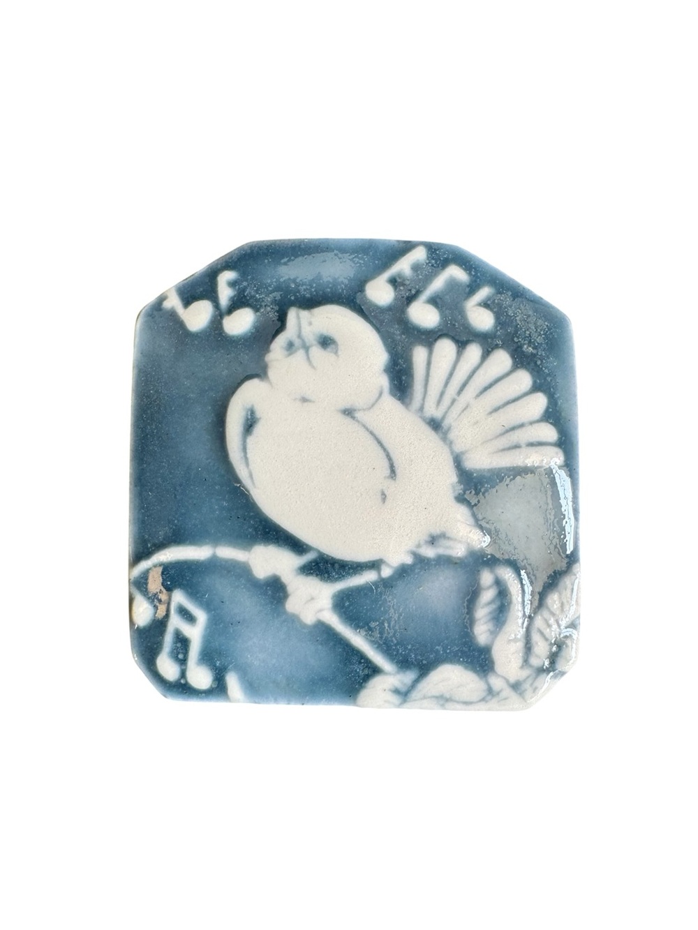Vintage Ceramic Song Bird‎ Brooch California Theta Pin Handmade